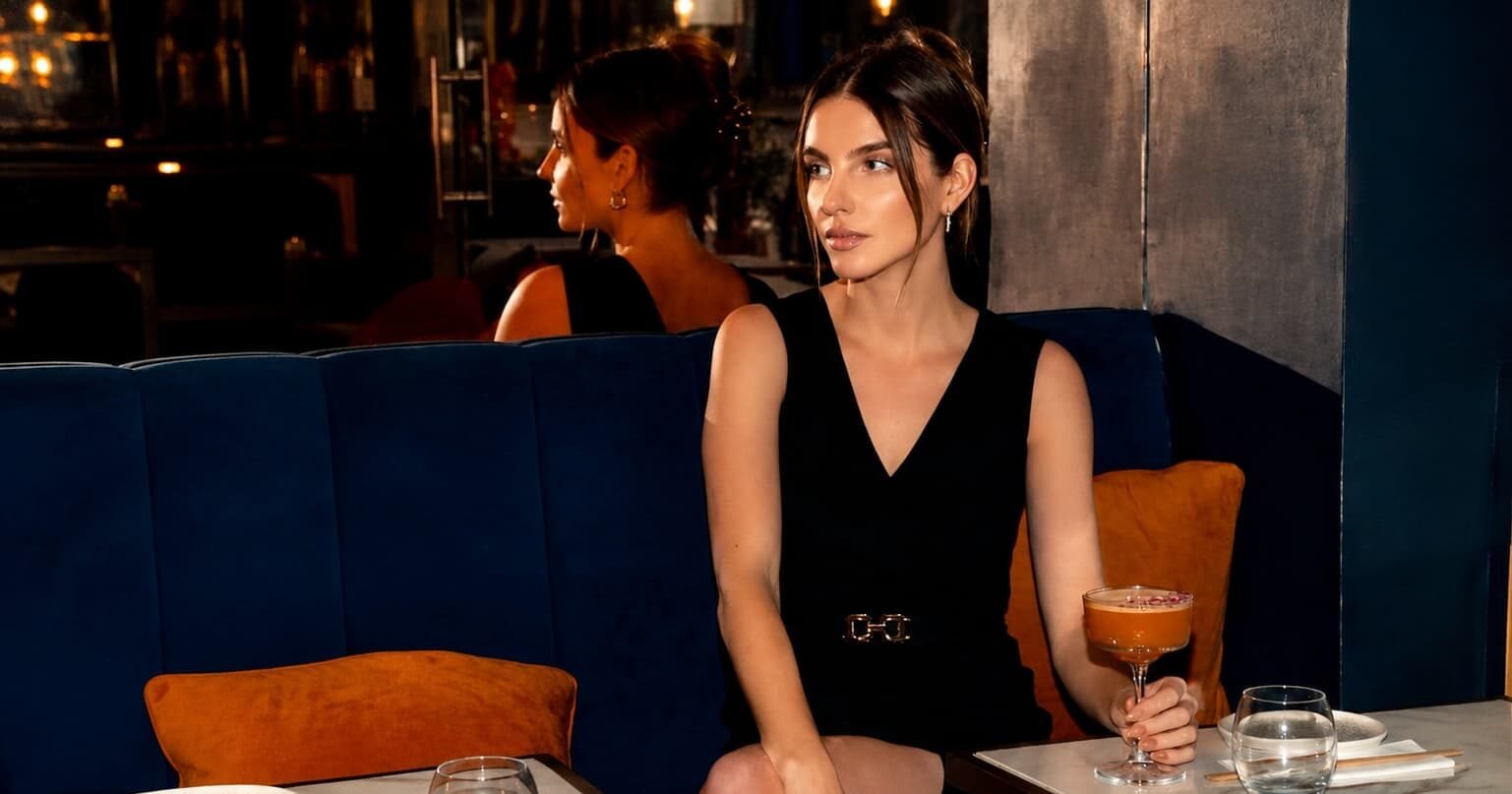 A diner enjoying a drink at TITU Restaurant In London